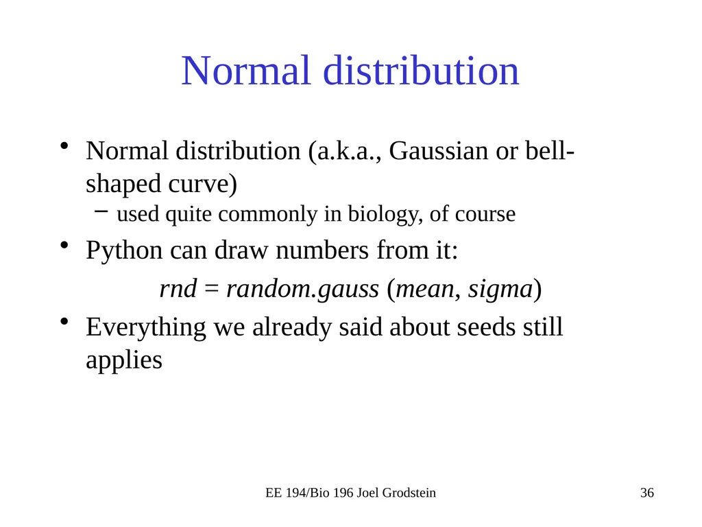 EE 194/BIO 196: Modeling,simulating and optimizing - slide 36 of 38