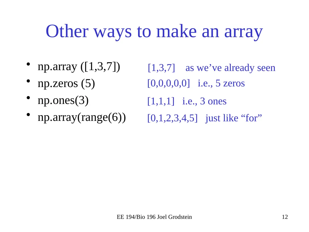 EE 194/BIO 196: Modeling,simulating and optimizing - slide 12 of 38