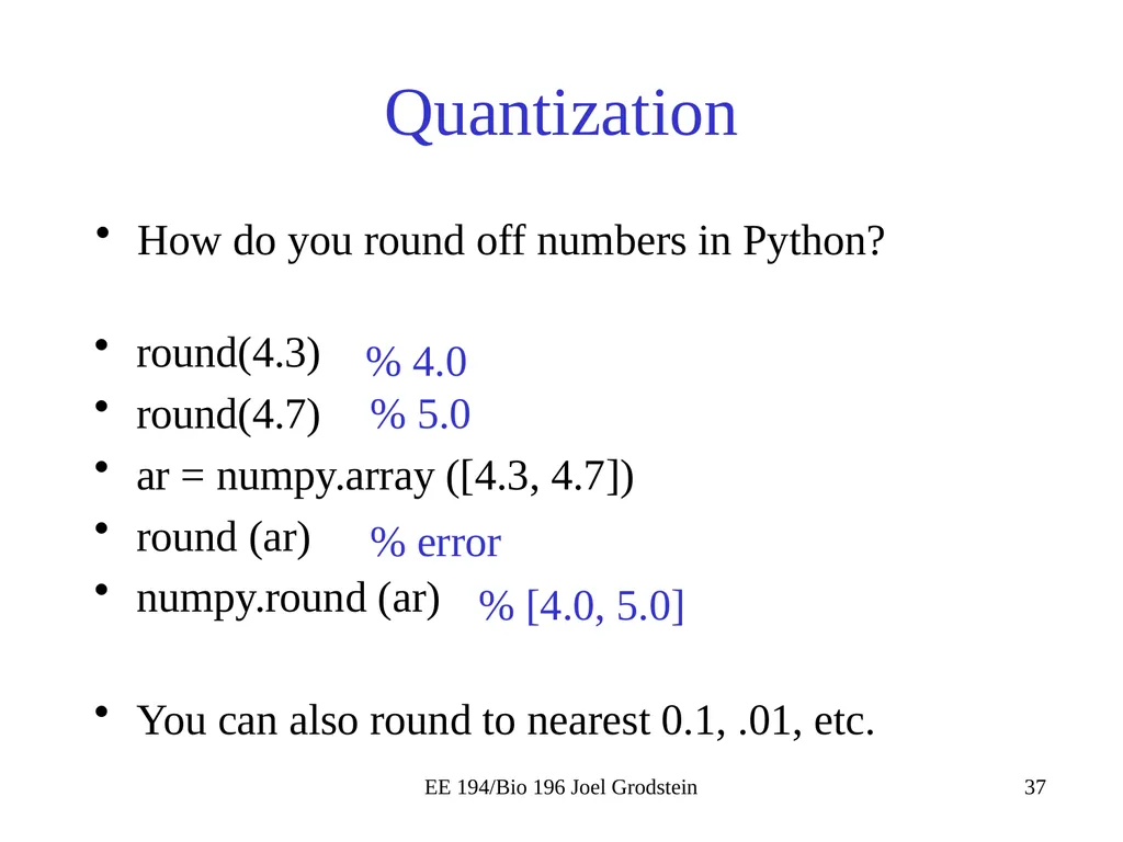 EE 194/BIO 196: Modeling,simulating and optimizing - slide 37 of 38