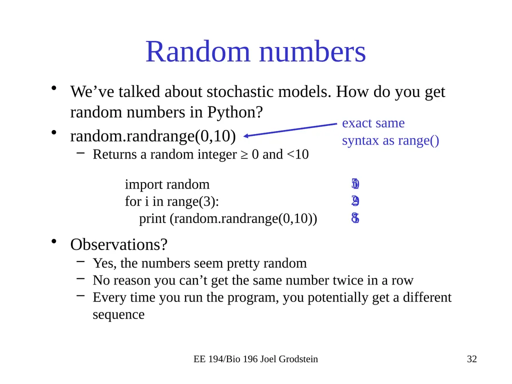 EE 194/BIO 196: Modeling,simulating and optimizing - slide 32 of 38