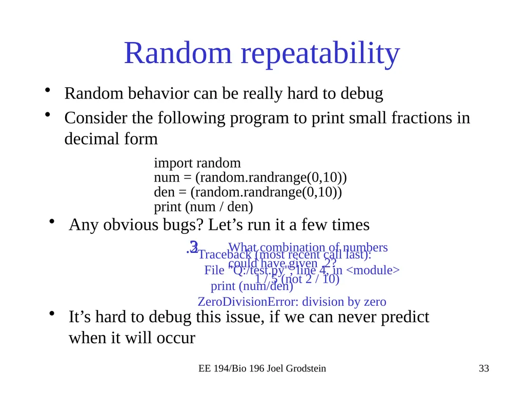 EE 194/BIO 196: Modeling,simulating and optimizing - slide 33 of 38