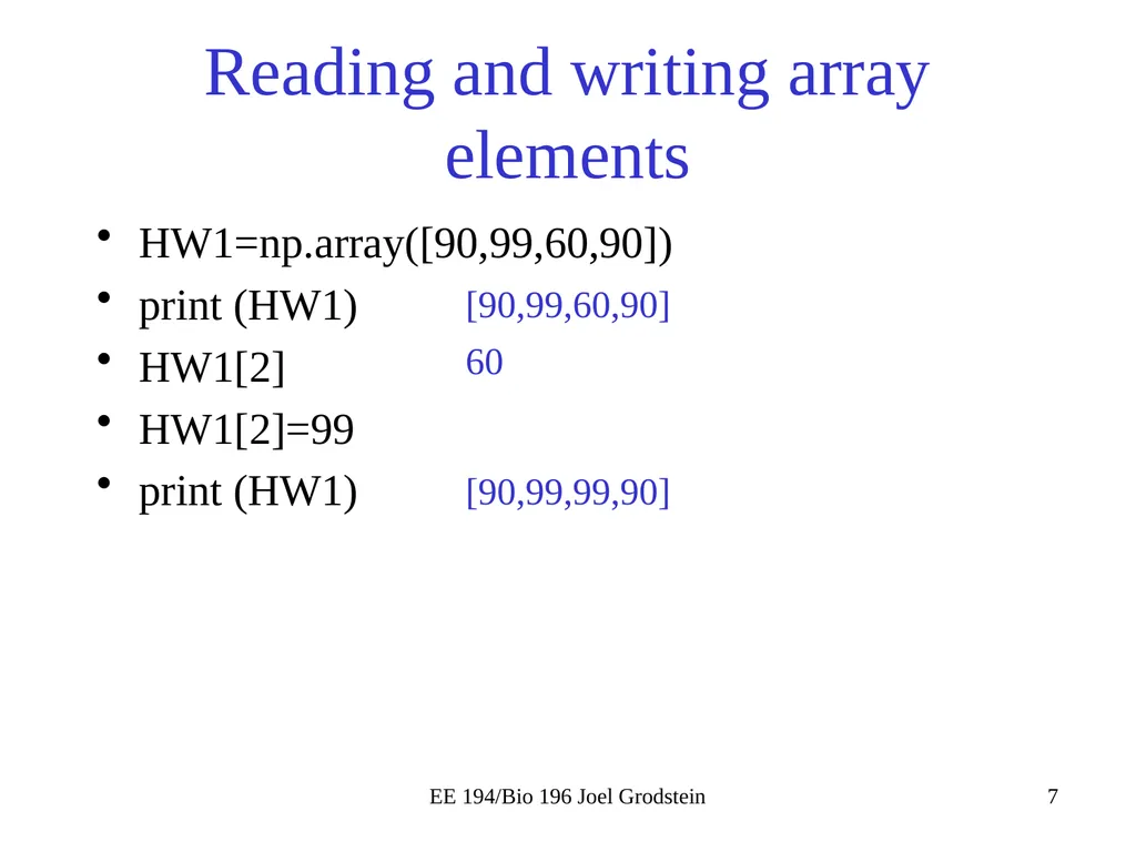 EE 194/BIO 196: Modeling,simulating and optimizing - slide 7 of 38
