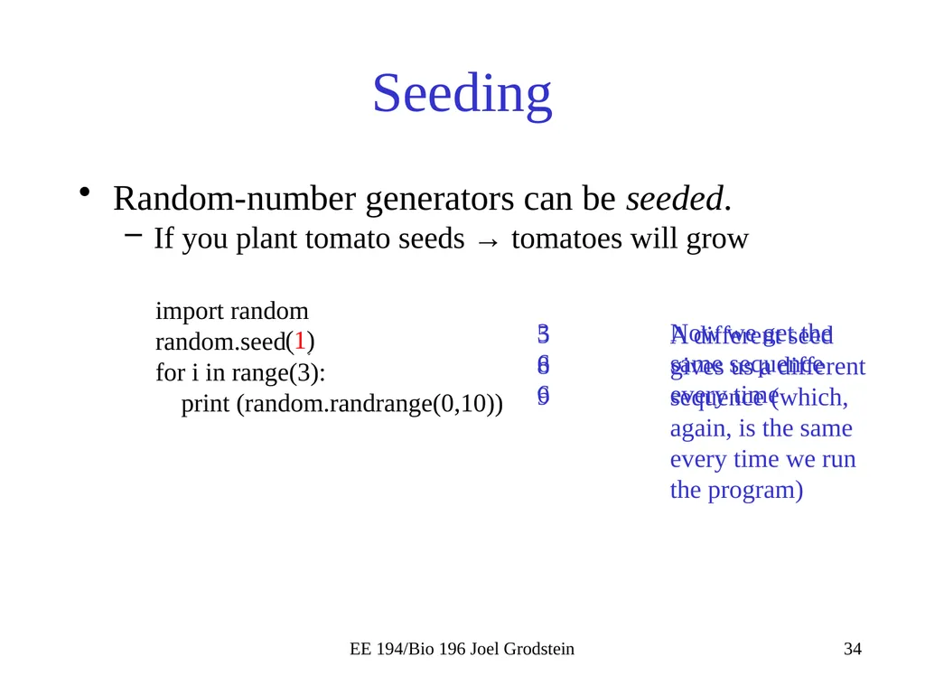 EE 194/BIO 196: Modeling,simulating and optimizing - slide 34 of 38