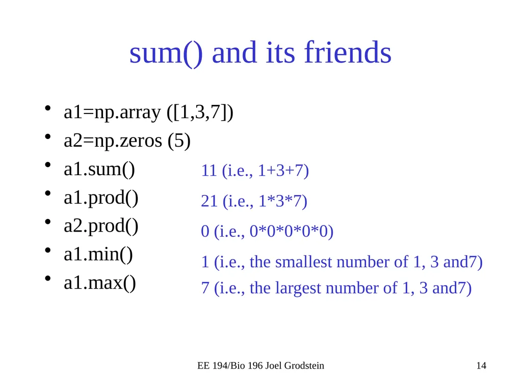 EE 194/BIO 196: Modeling,simulating and optimizing - slide 14 of 38