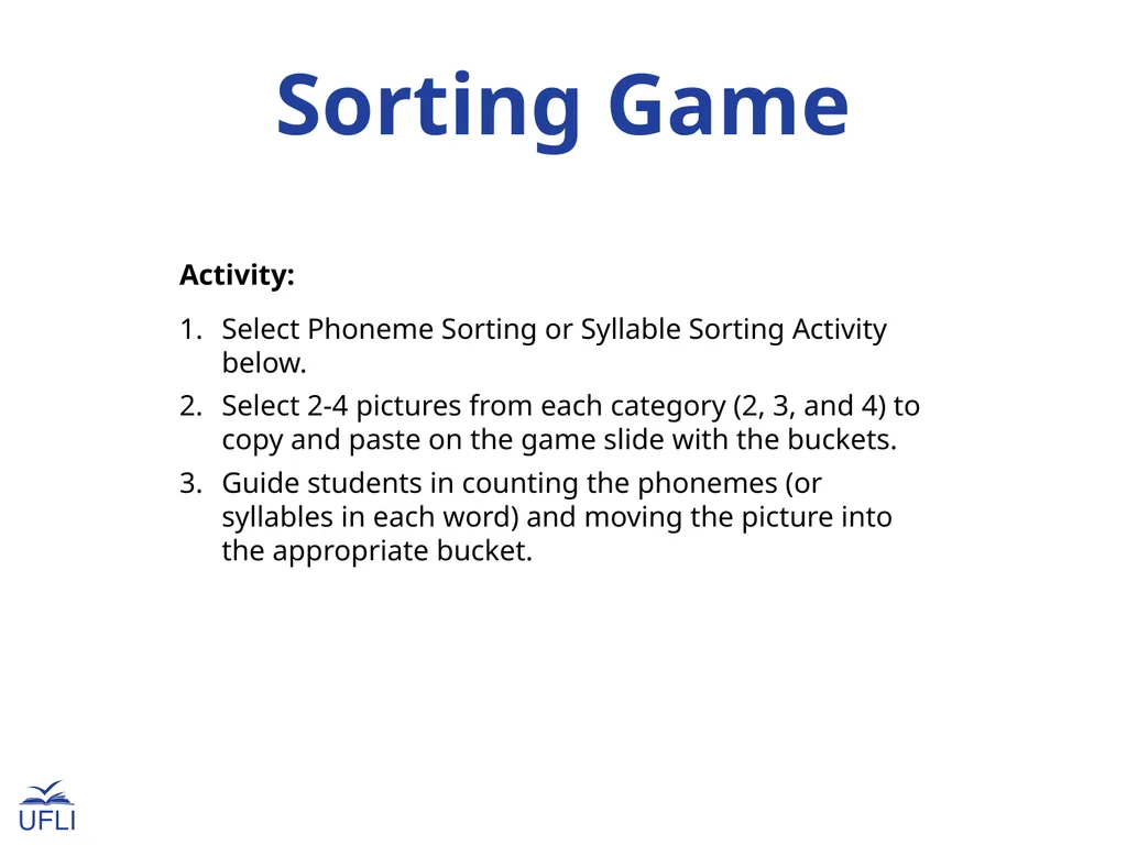 Sorting Game Sorting Game Activity: Select Phoneme - slide 2 of 5