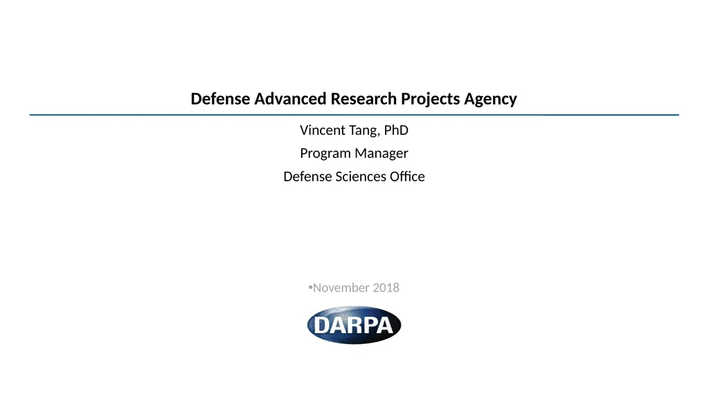 Defense Advanced Research Projects Agency Vincent - slide 1 of 14