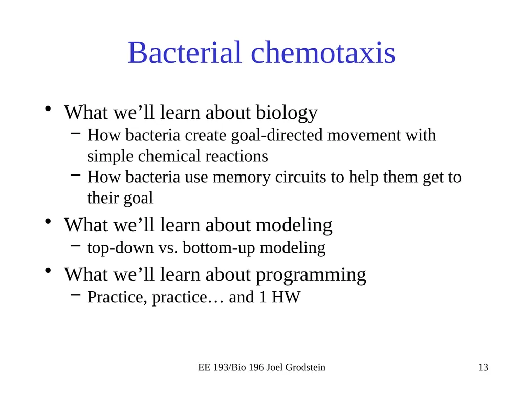 EE 193/Bio 196 Modeling,simulating and optimizing - slide 13 of 24