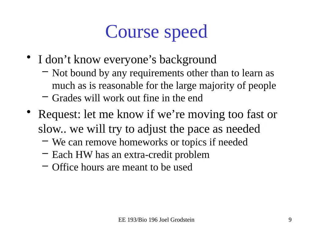 EE 193/Bio 196 Modeling,simulating and optimizing - slide 9 of 24