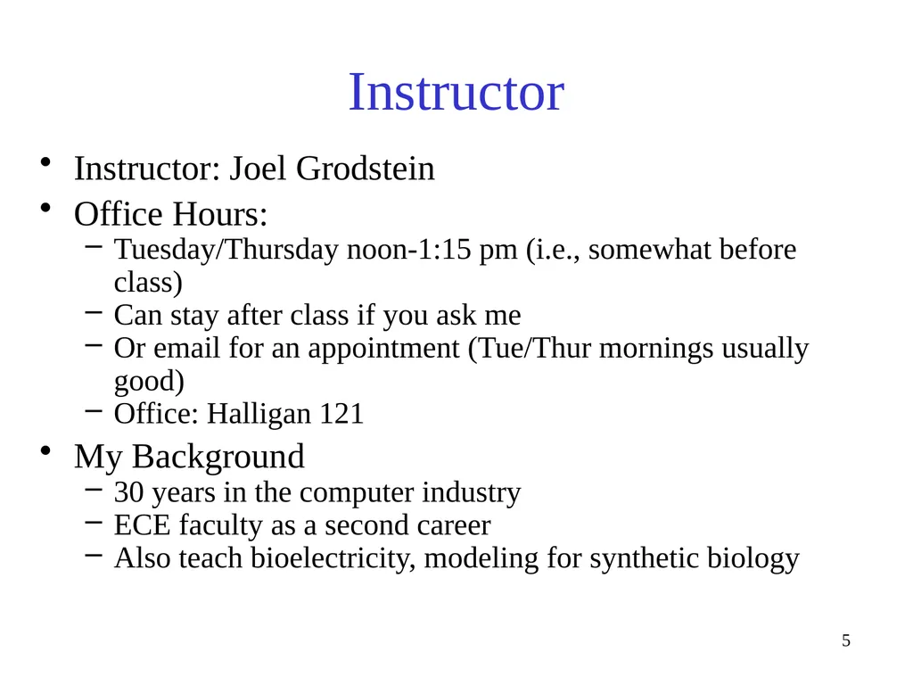 EE 193/Bio 196 Modeling,simulating and optimizing - slide 5 of 24