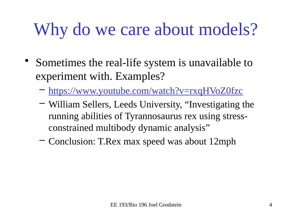 EE 193/Bio 196 Modeling,simulating and optimizing - slide 4 of 24