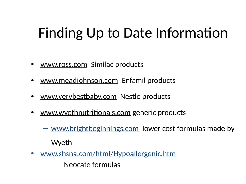 Infant Feeding: Human Milk and Formula Infant - slide 85 of 95