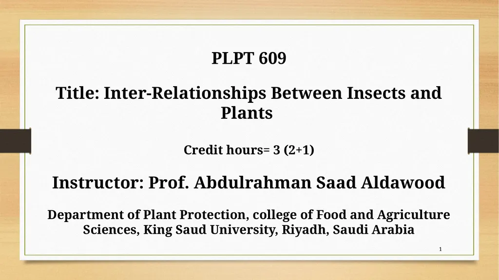 PLPT 609 Title: Inter-Relationships Between - slide 1 of 14
