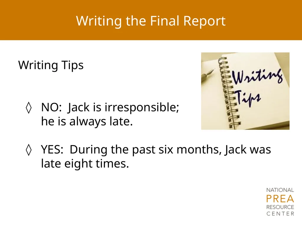 MODULE 8 Report Writing Notice of Federal Funding - slide 23 of 30