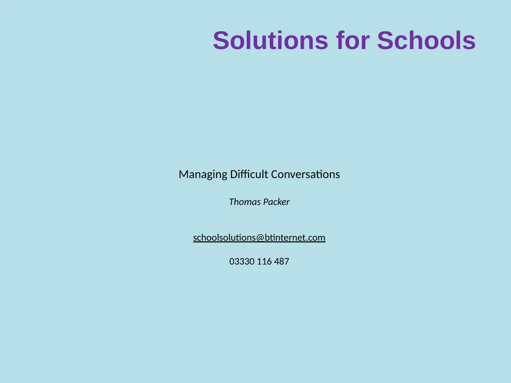 Solutions for Schools Managing Difficult - slide 44 of 44
