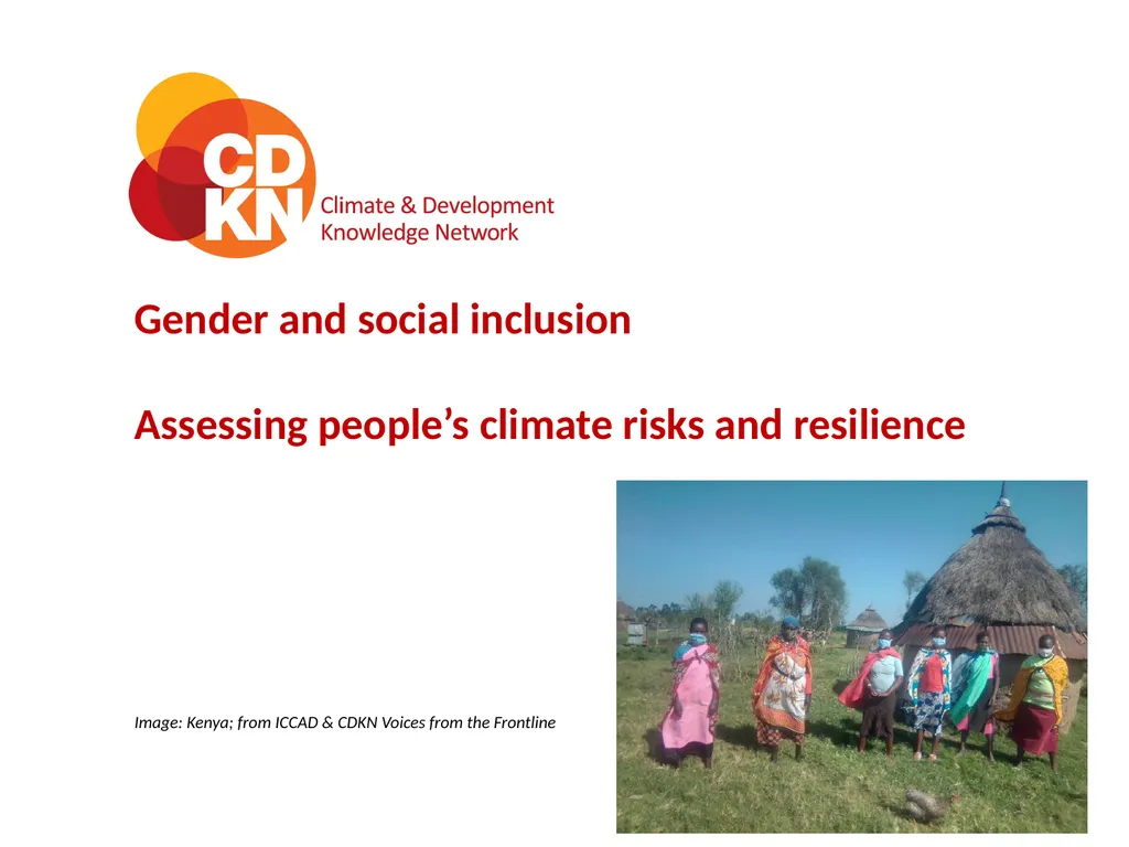 Gender and social inclusion Assessing people’s - slide 1 of 30
