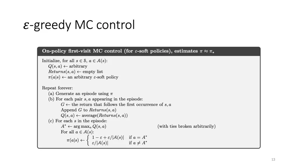 CSCE-642 Reinforcement Learning Chapter 5: Monte - slide 13 of 74
