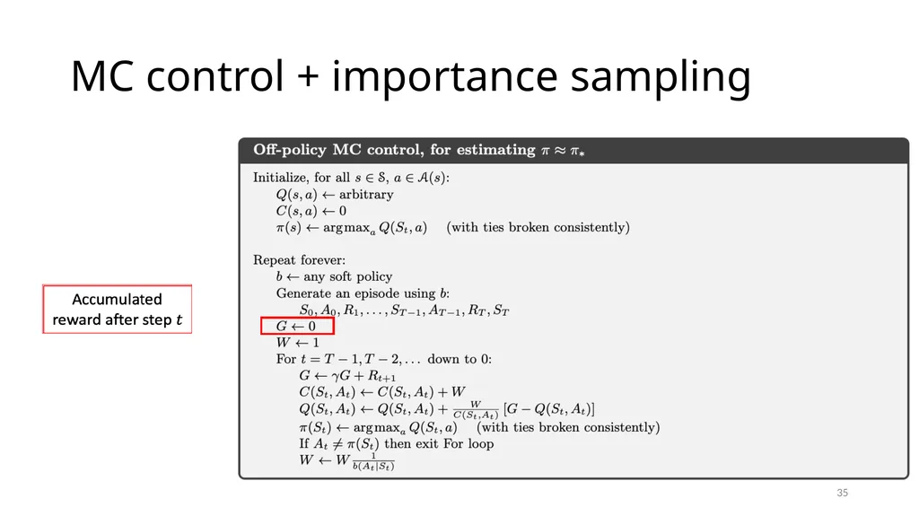 CSCE-642 Reinforcement Learning Chapter 5: Monte - slide 35 of 74