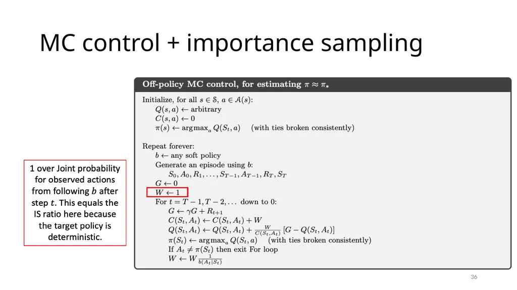 CSCE-642 Reinforcement Learning Chapter 5: Monte - slide 36 of 74