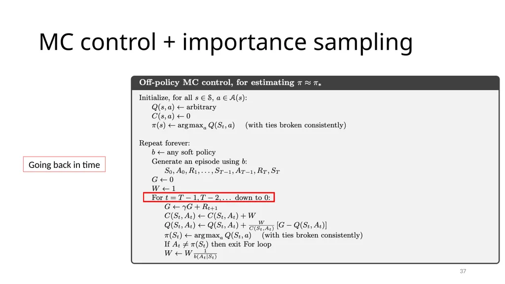 CSCE-642 Reinforcement Learning Chapter 5: Monte - slide 37 of 74