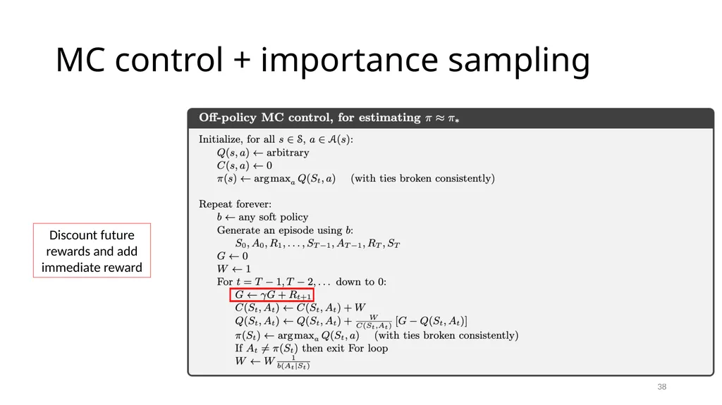CSCE-642 Reinforcement Learning Chapter 5: Monte - slide 38 of 74