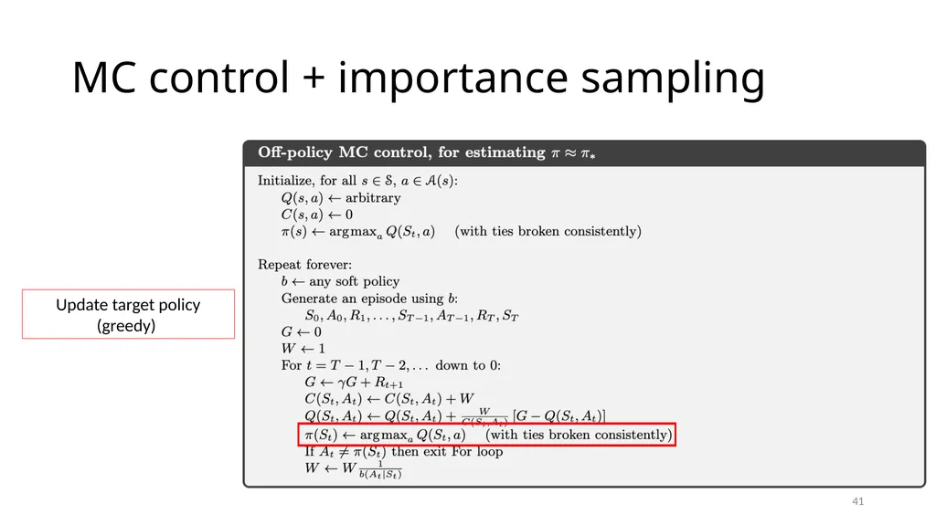 CSCE-642 Reinforcement Learning Chapter 5: Monte - slide 41 of 74