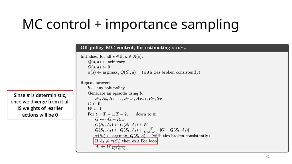 CSCE-642 Reinforcement Learning Chapter 5: Monte - slide 42 of 74