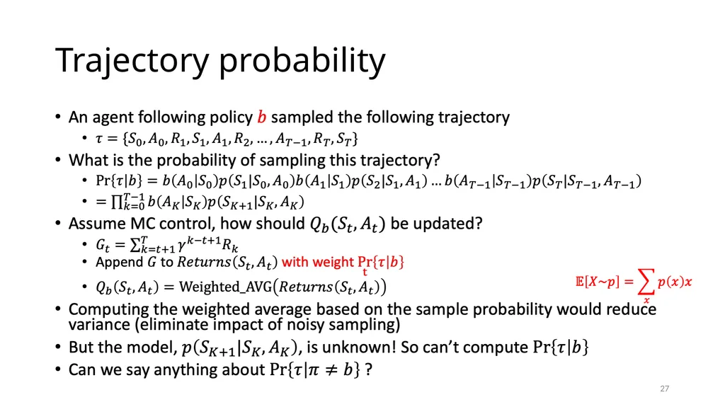 CSCE-642 Reinforcement Learning Chapter 5: Monte - slide 27 of 74