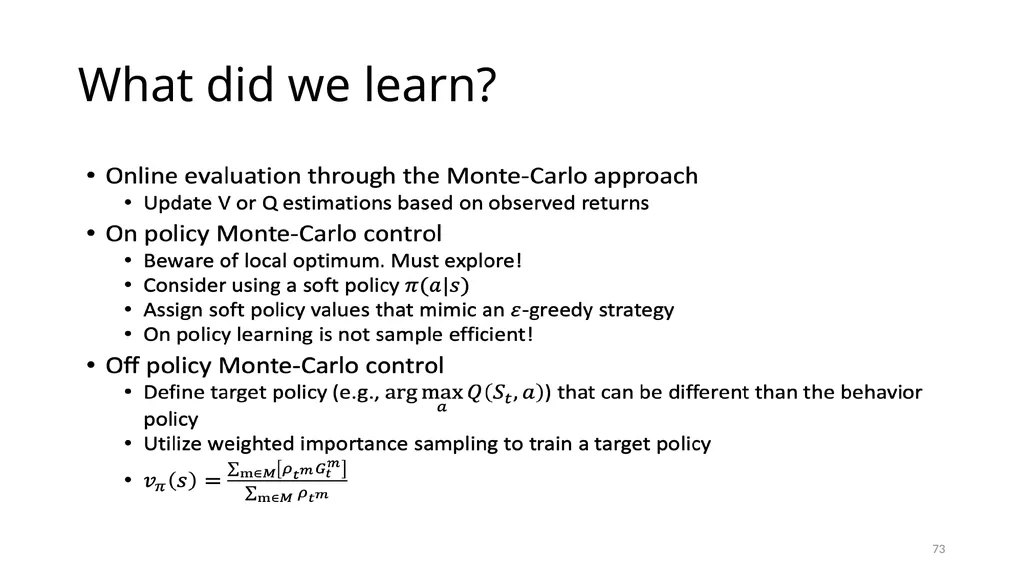 CSCE-642 Reinforcement Learning Chapter 5: Monte - slide 73 of 74