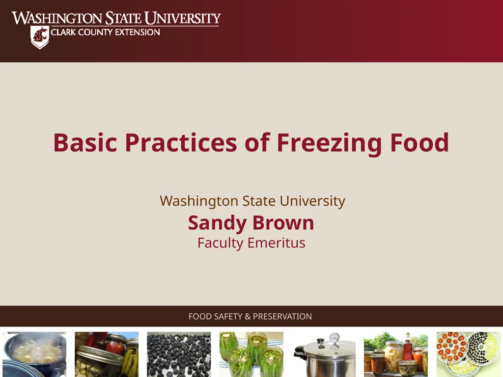 Basic Practices of Freezing Food Washington State - slide 1 of 52