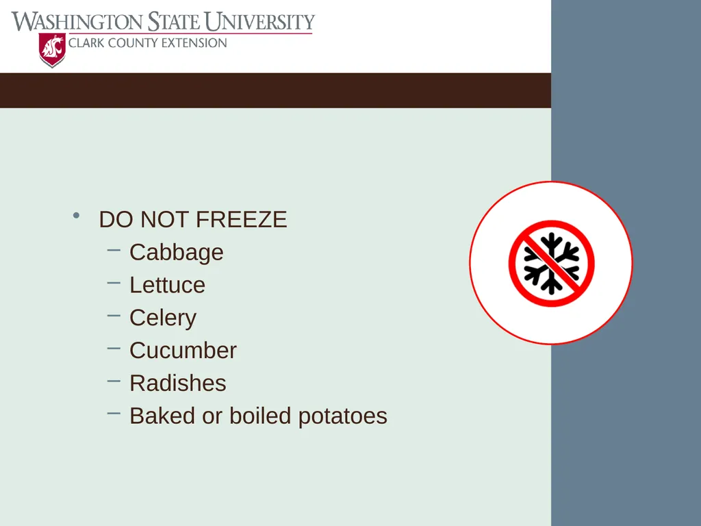 Basic Practices of Freezing Food Washington State - slide 47 of 52