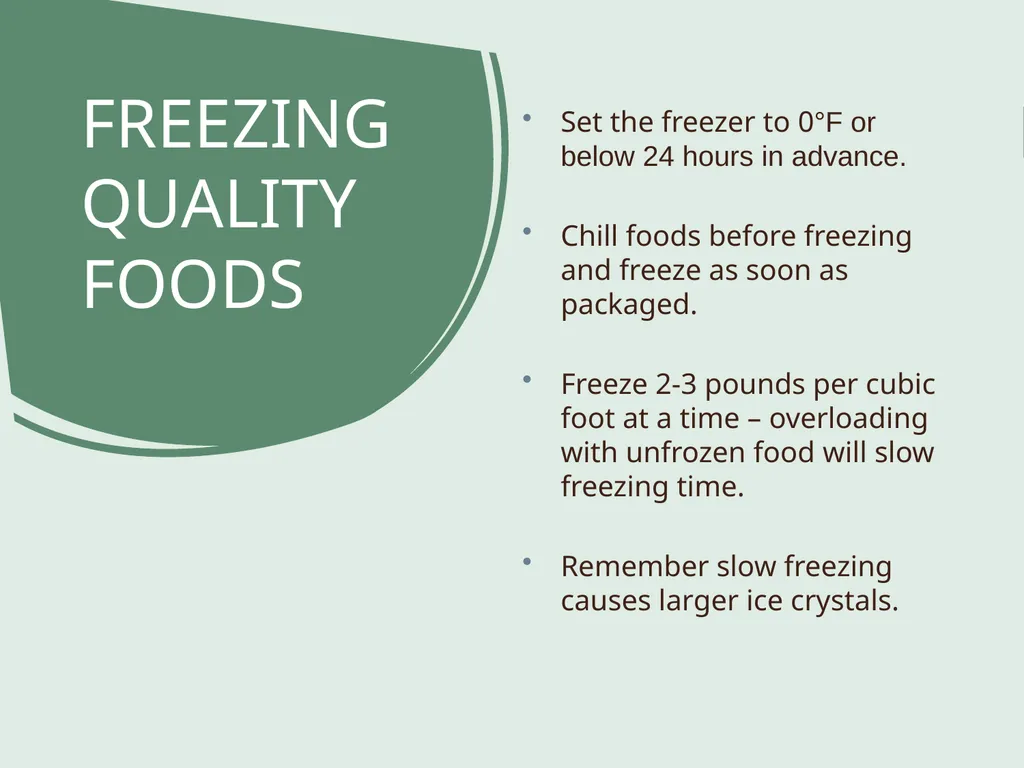 Basic Practices of Freezing Food Washington State - slide 22 of 52