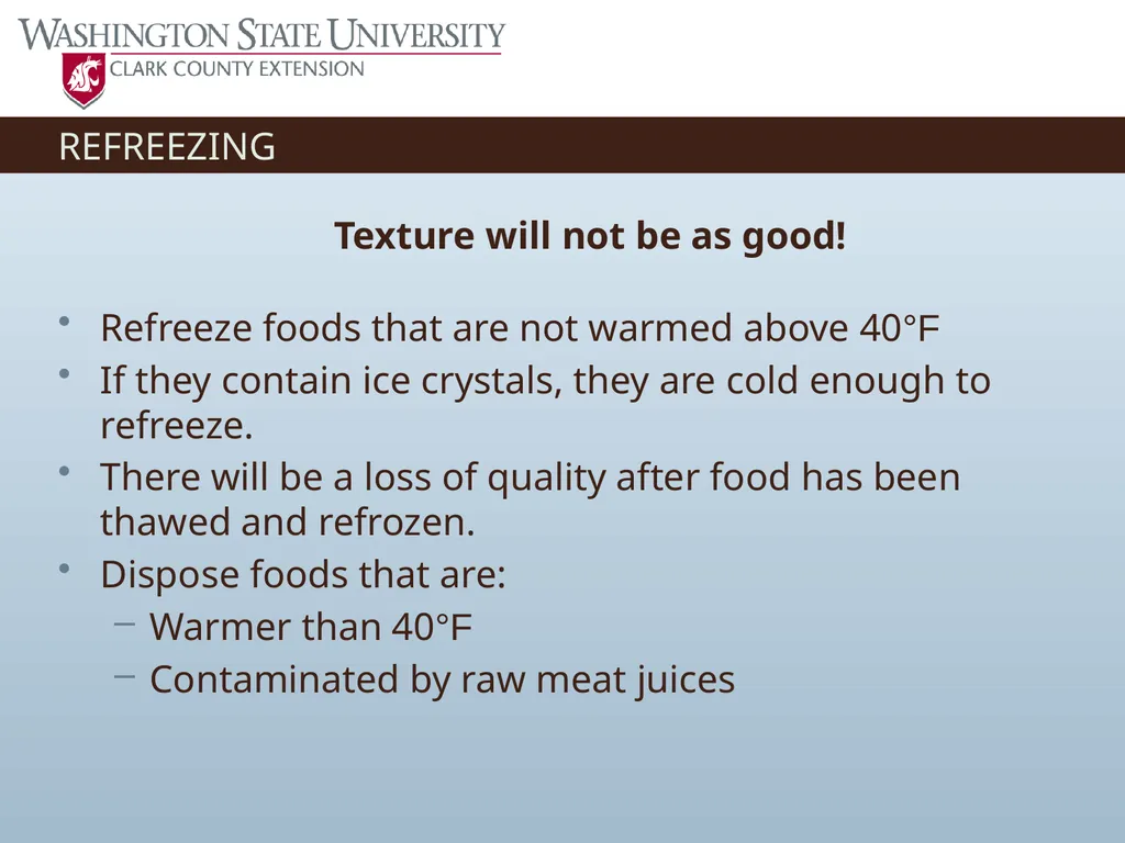 Basic Practices of Freezing Food Washington State - slide 49 of 52