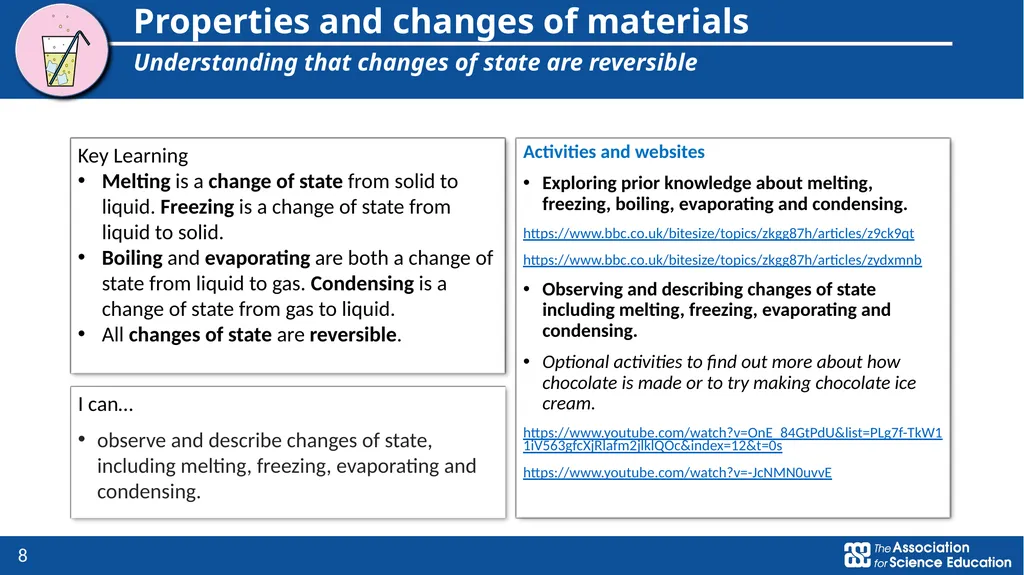 Year 5: Properties and changes of materials Topic - slide 8 of 9