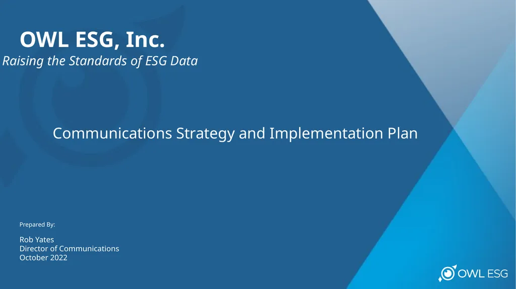 OWL ESG, Inc. Raising the Standards of ESG Data - slide 1 of 29