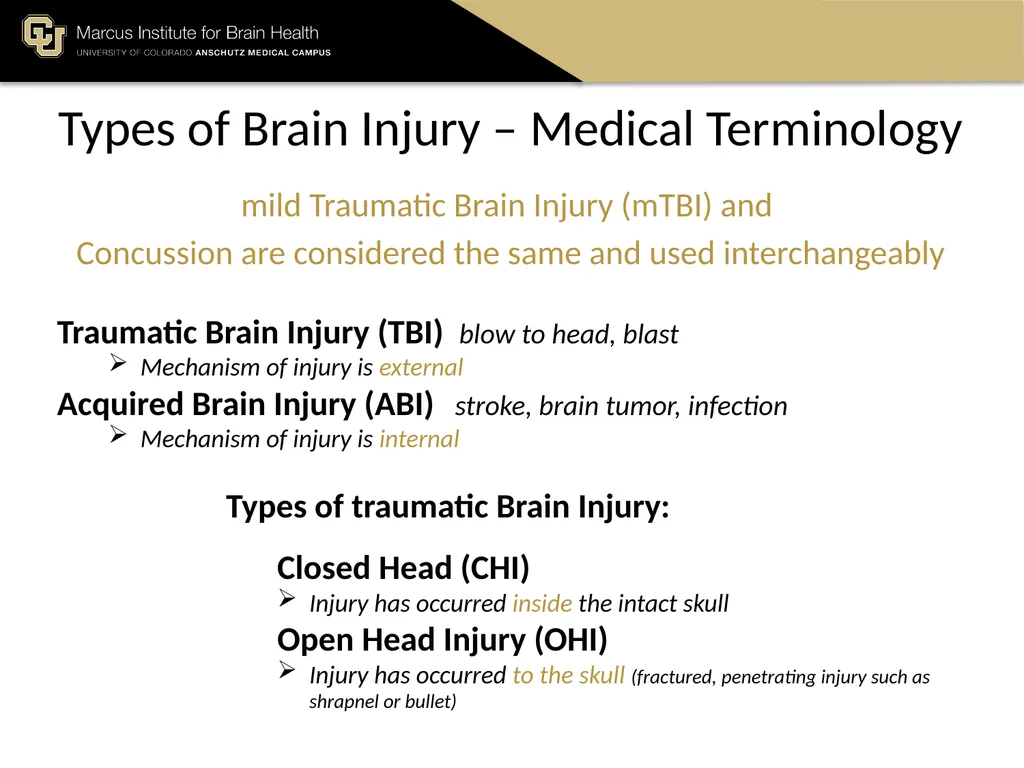 The Marcus Institute for Brain Health TBI 101 A - slide 3 of 23