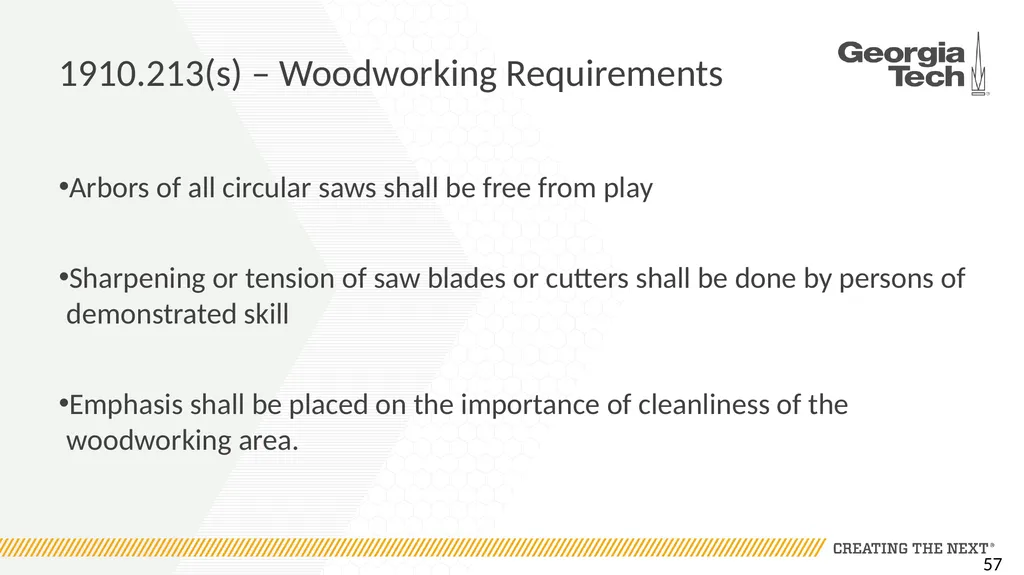 1910.213 Woodworking Machinery Requirements Main - slide 57 of 60