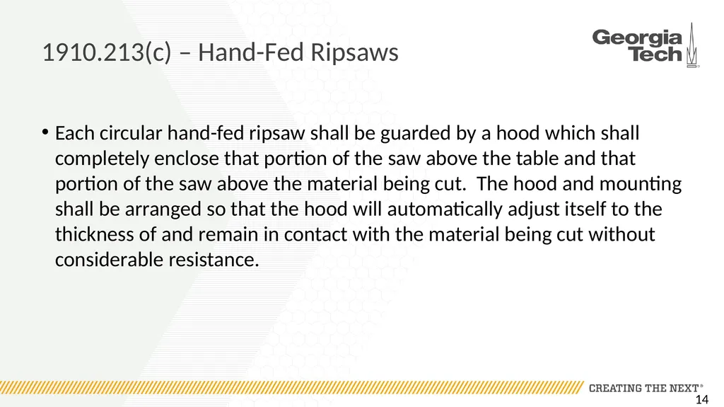 1910.213 Woodworking Machinery Requirements Main - slide 14 of 60