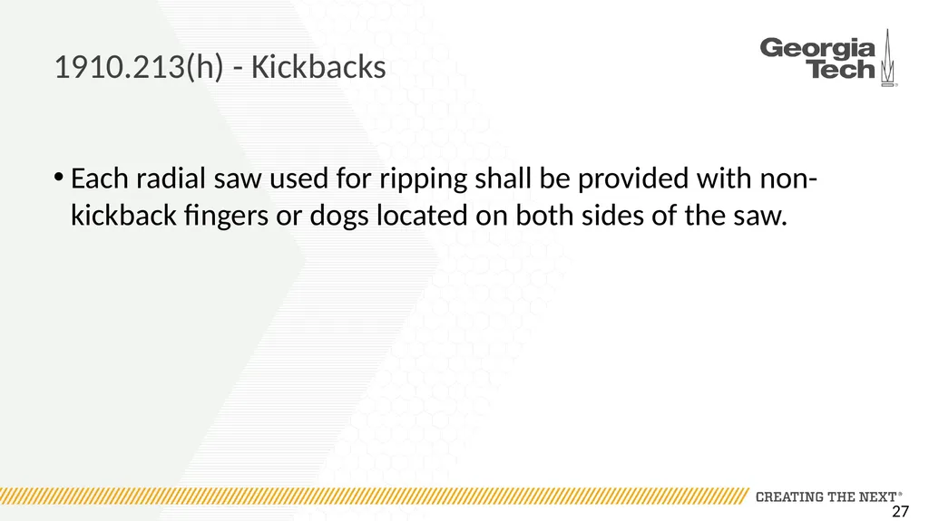 1910.213 Woodworking Machinery Requirements Main - slide 27 of 60