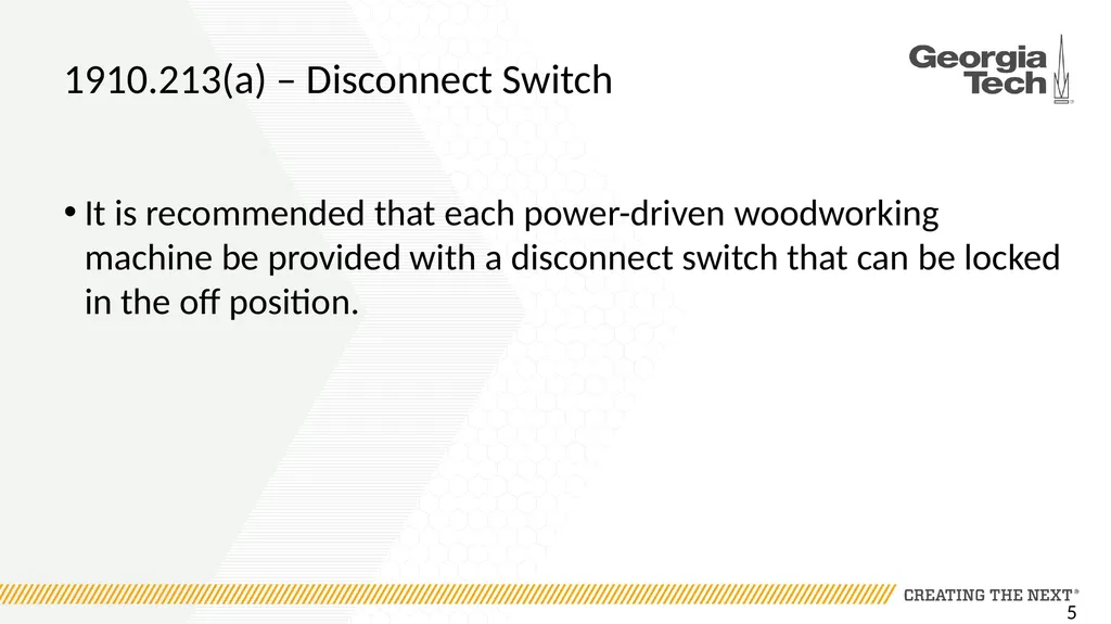 1910.213 Woodworking Machinery Requirements Main - slide 5 of 60
