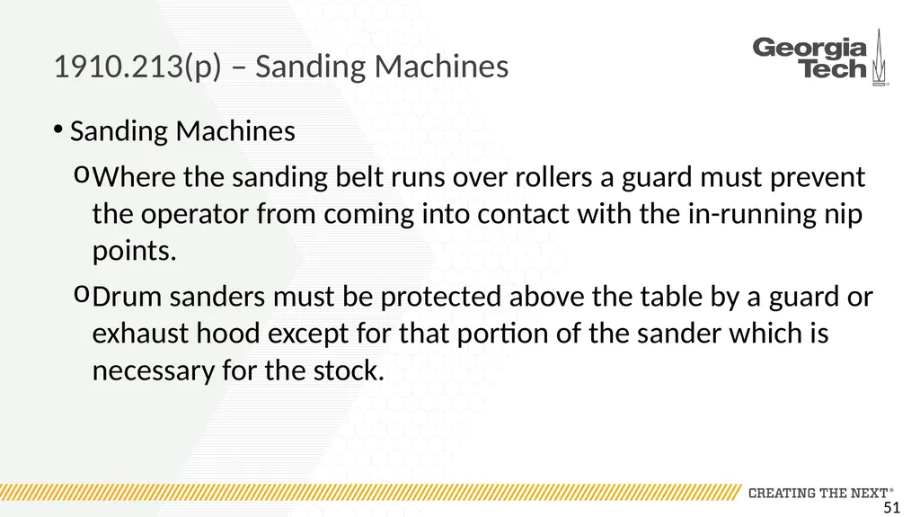 1910.213 Woodworking Machinery Requirements Main - slide 51 of 60