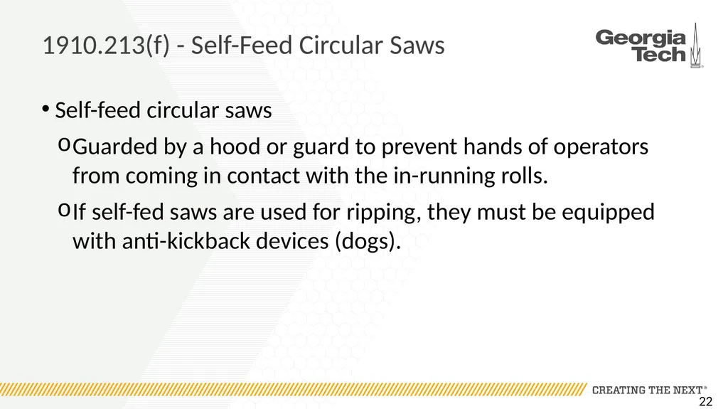 1910.213 Woodworking Machinery Requirements Main - slide 22 of 60