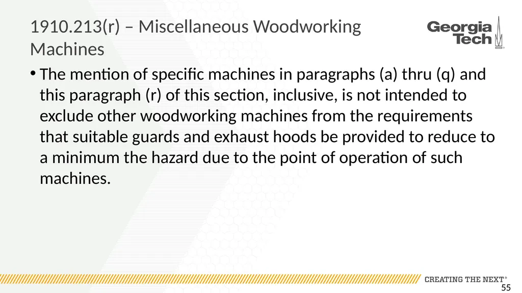 1910.213 Woodworking Machinery Requirements Main - slide 55 of 60