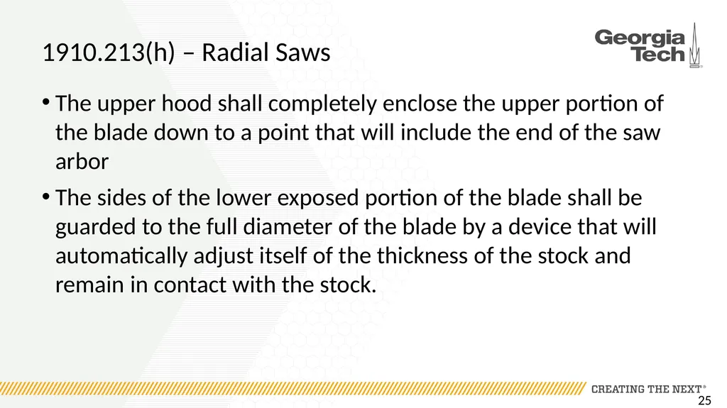 1910.213 Woodworking Machinery Requirements Main - slide 25 of 60
