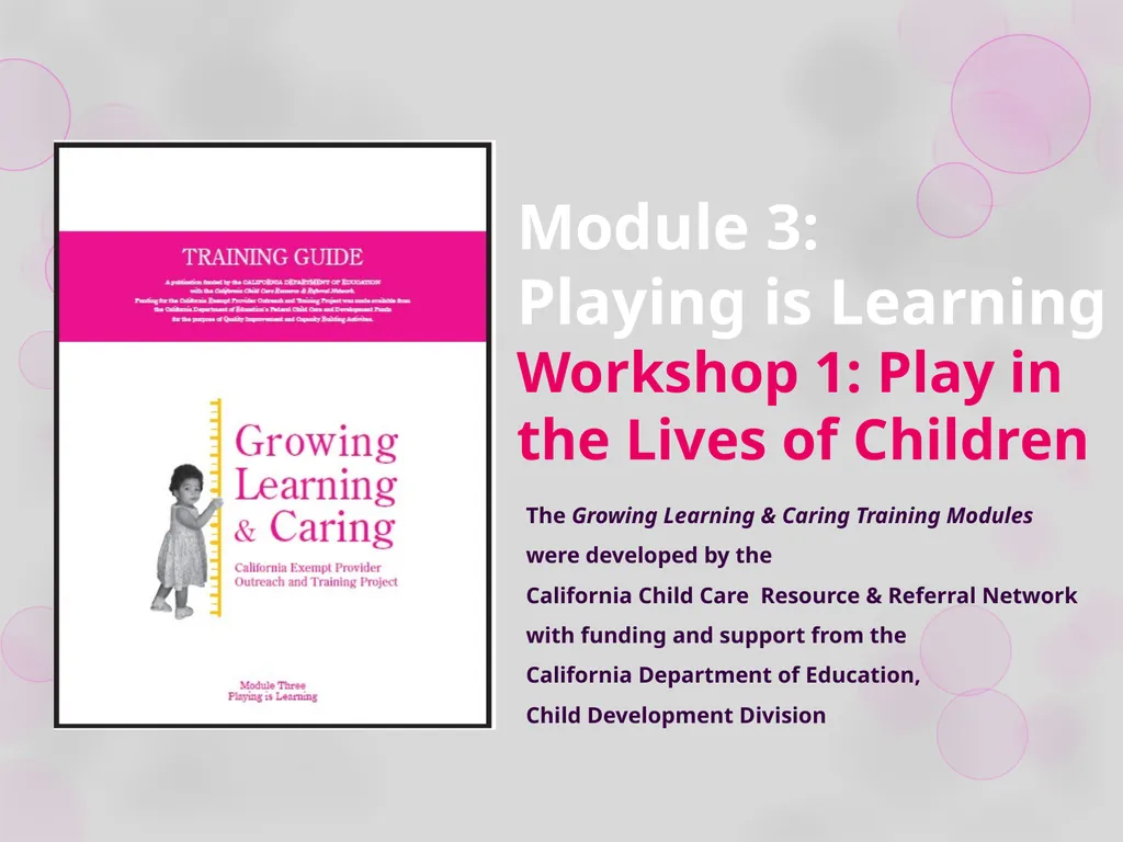 Module 3: Playing is Learning Workshop 1: Play in - slide 1 of 47