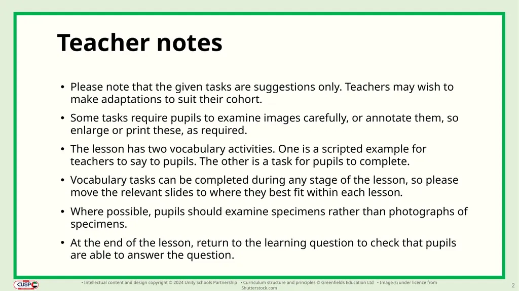 1 CUSP Science Revisit lesson Grade 3 Biology - slide 2 of 19