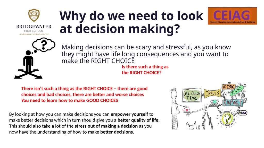 Decision Making Preparing to be successful in - slide 3 of 9