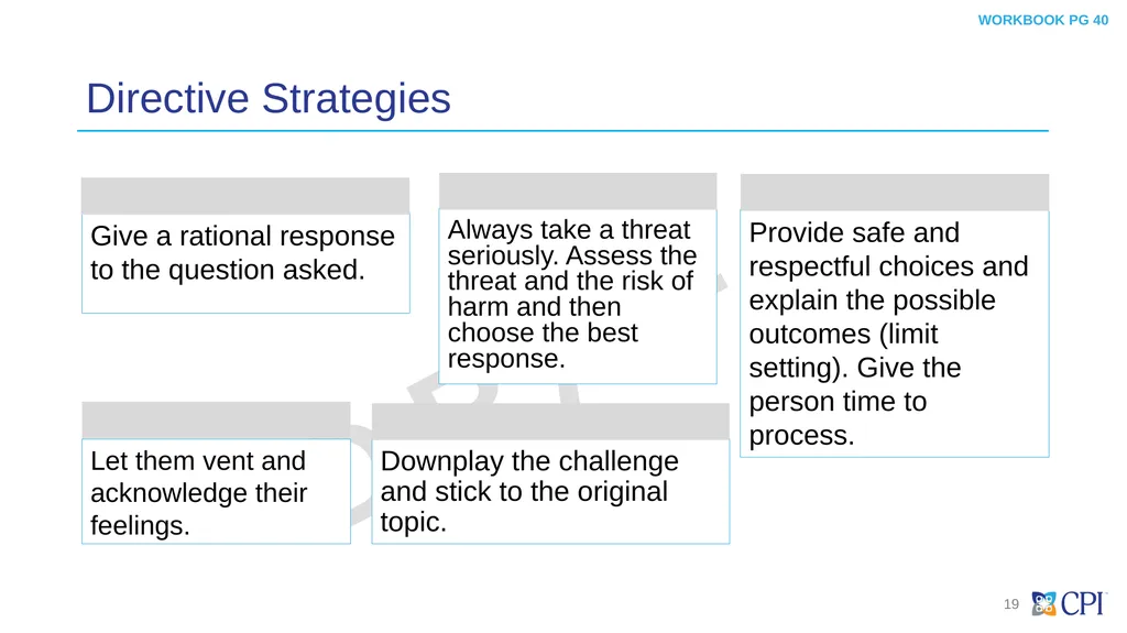 Module 5 Responding to Defensive Behaviors © 2023 - slide 19 of 24