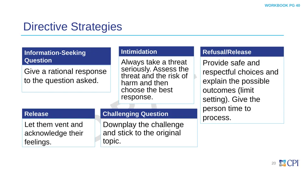 Module 5 Responding to Defensive Behaviors © 2023 - slide 20 of 24