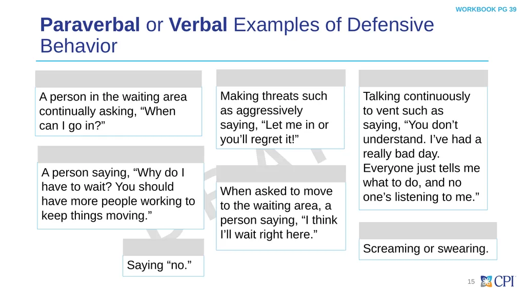 Module 5 Responding to Defensive Behaviors © 2023 - slide 15 of 24