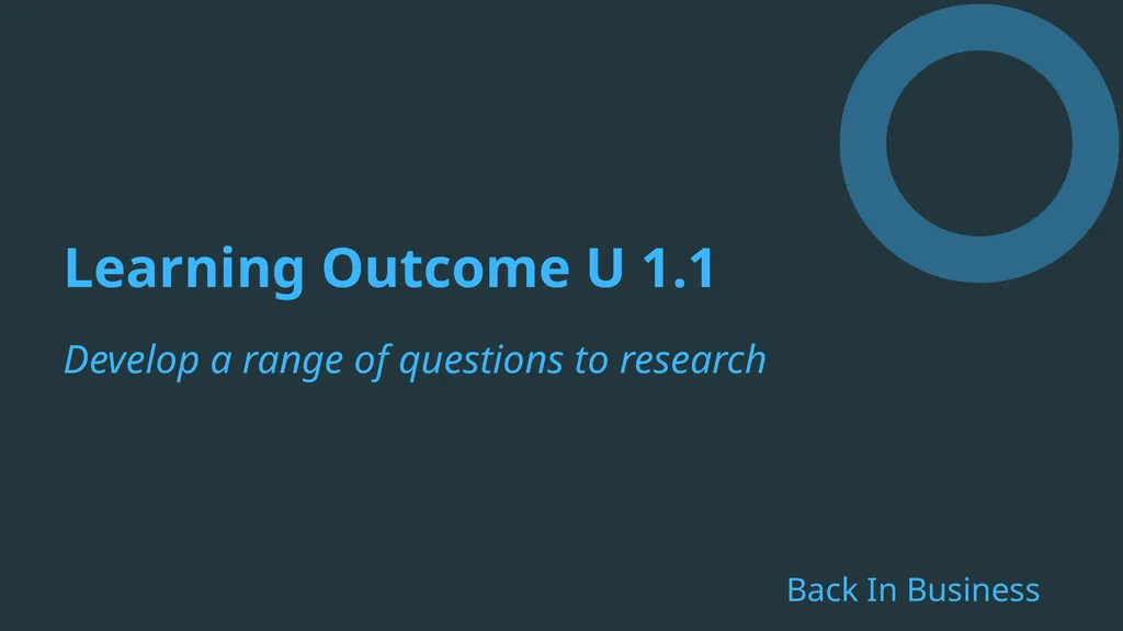 Unifying Strand - U1 Developing Questions To - slide 2 of 22